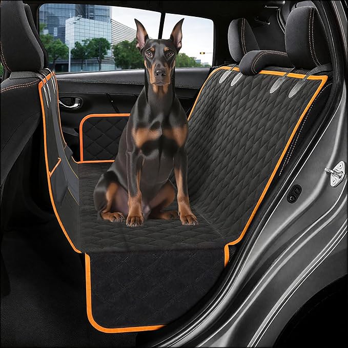 Dog Car Seat Cover for Back Seat, Sturdy Backseat Extender for Dogs,New Scratch Resistant, Anti Slip Portable Dog Hammock,Suitable for Cars and SUVs,Car Travel Pet Bed,Hard Bottom (L)