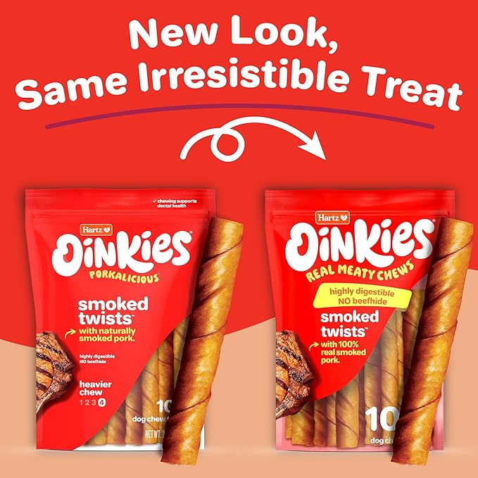 Hartz Oinkies Pig Skin Twists 3" (10 Pack)