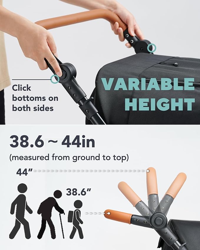 Pet Stroller for Large Dogs up to 110lbs, Large Pet Stroller for Multiple Pets, All-Terrain with Adjustable Handle & Mesh Dual-Window, 1680D Waterproof Oxford Fiber