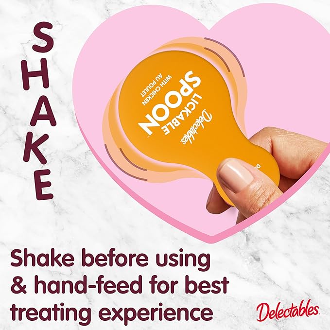 Delectables Lickable Spoon Handheld Wet Cat Treats Made with Cage-Free Chicken, Quick & Easy Creamy Puree, Mess Free, No Added Preservatives, Chicken 96ct