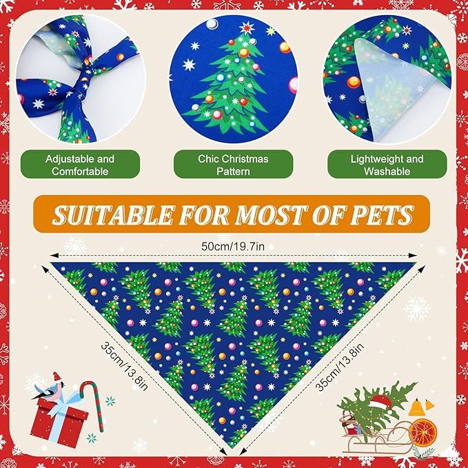 Abbylike 100 Pcs Christmas Dog Bandanas Bulk Xmas Bandanas for Dogs Triangle Kerchief Bibs Scarf Set for Pet Xmas Costume Photo Props Accessories Pet Shops Grooming, 25 Styles (31.5 x 21.7 x 21.7)