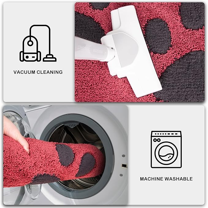 PURRUGS Dirt Trapping Door Mat 24" x 35.5", Non-Skid/Slip Machine Washable Microfiber Entryway Rug, Dog Doormat, Super Absorbent Welcome Mat for Muddy Wet Shoes and Paws, Burgundy Red