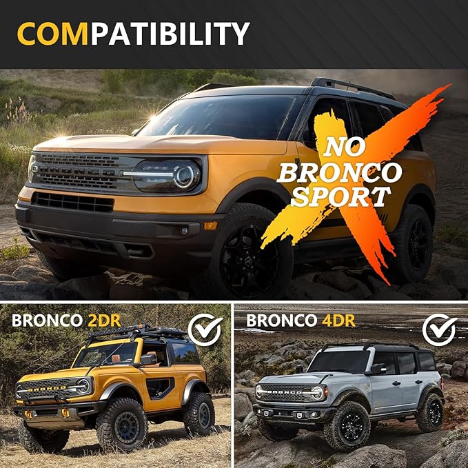 for Ford Bronco Hitch Tow Trailer Kit Compatible for 2021 2022 2023 2024 2025 Ford Bronco 2 Door & 4 Door Hitch Receiver with Cover, 2 Inch Rear Bumper Towing Hook (Exclude Bronco Sport)