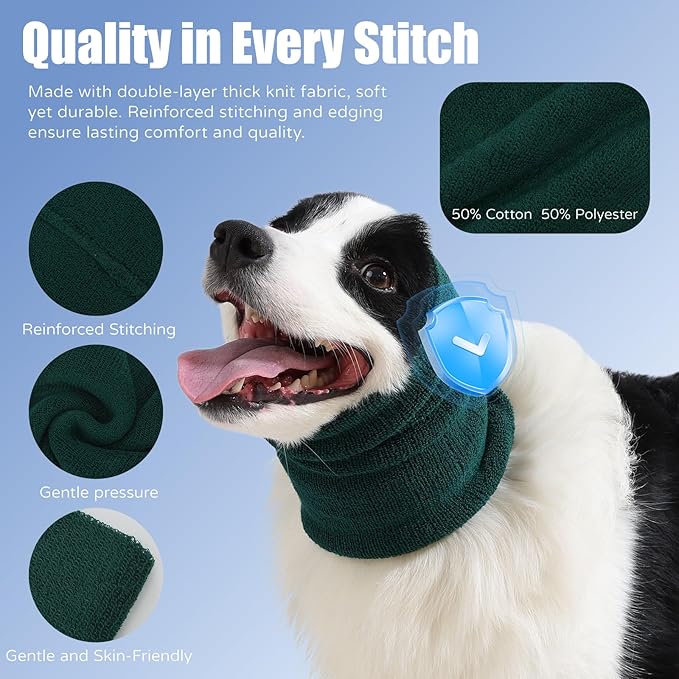 Dog & Cat Calming Band Cat Anxiety Relief Cover,Double Layer Thickened Pet Ears Elastic Neck Band Noise Cancelling Ear Muffs for Anxiety Relief/Noise Protection,Grooming,Thunder,Fireworks