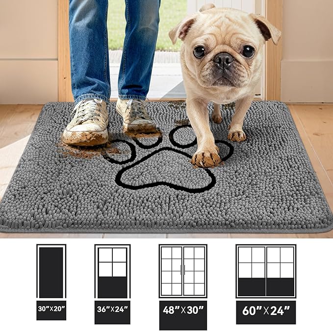 Super Absorbent Dog Door Mat, 36"*24“ Anti Slip Mat for Muddy Paws, Pet Rugs for Dirty Paws Washable That Absorbs Moisture and Dirt, for Dog Cage and Pet Resting Carpet