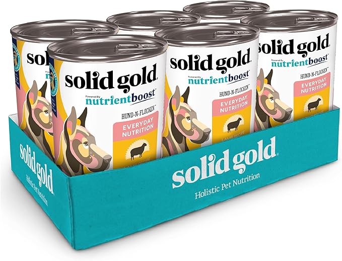 Solid Gold Canned Dog Food for Adult & Senior Dogs - High Protein Wet Dog Food w/Real Lamb, Whole Grains & Probiotics for Gut Health & Immunity - Small, Medium & Large Breed Dogs - 6ct 12.5oz Cans