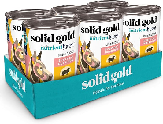 Solid Gold Canned Dog Food for Adult & Senior Dogs - High Protein Wet Dog Food w/Real Lamb, Whole Grains & Probiotics for Gut Health & Immunity - Small, Medium & Large Breed Dogs - 6ct 12.5oz Cans