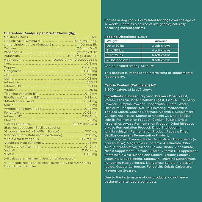 12-in-1 Multivitamin for Dogs - 60 Puppy and Senior Dog Vitamin and Supplement Soft Chews for Hip and Joint - Advanced Formula with Glucosamine, Omega 3,6,9, Vitamins, Probiotics, and More