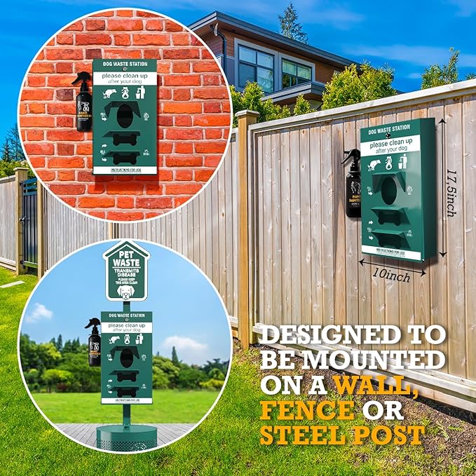 ALAGPRO® Dog Waste Station Bag Dispenser Outdoor Pet Waste Station with Hand Sanitizer Bottle, Dog Poop Station with Free 400 Roll and 200 Pull Waste Bags for Backyard, Park & HOA's