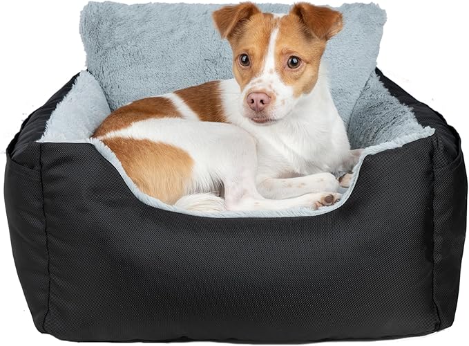 Best Pet Supplies Dog House Bed Crate Mat Tent Indoor Round Soft Plush for Small, Medium, and Large Breeds - Black, 21 x 20 x 14