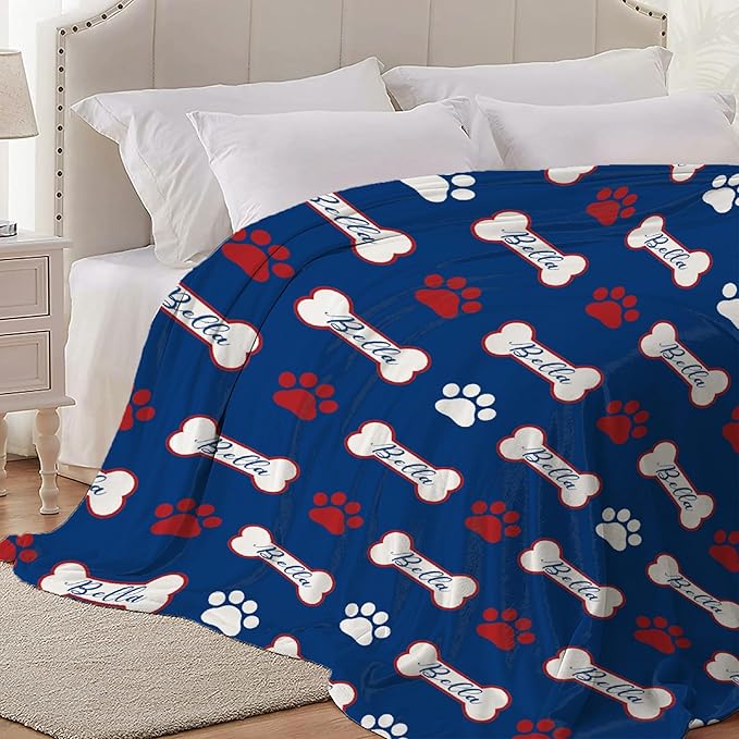 Personalized Pet Blanket,Custom Pet Blanket with Name Photo,Puppy Blanket Gift for Dogs Cats Lovers Mom Dad,Soft Cozy Fleece Throw for Bed Sofa Travel Extra Small 40"x30" for Pet