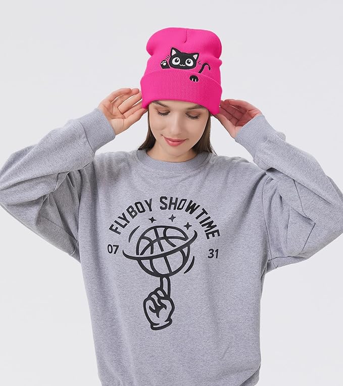 Cat Beanie Hats for Women Cute Cat Lovers Gifts Women's Winter Animal Knitted Hats for Girls