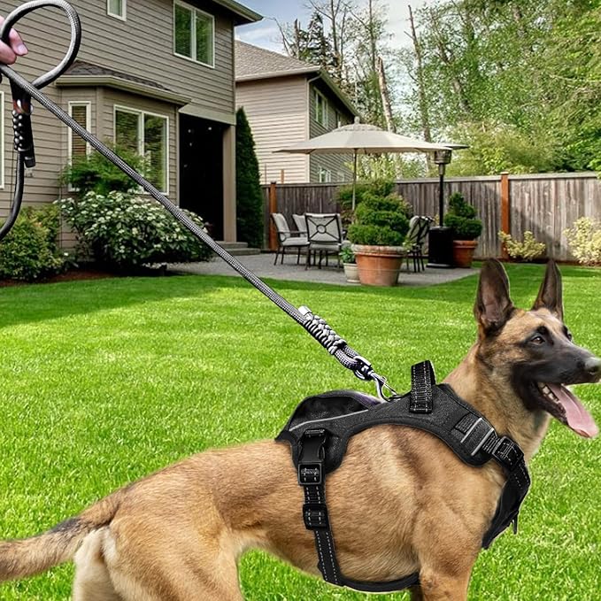 Heavy Duty Dog Leash- 6 FT Handmade Rope with Rotating Metal Clip, No Pull Training Slip Lead Comfortable for The Strong Large Medium Pets (Heavy Duty Dog Leash (Black), 6 FT Dog Leash)