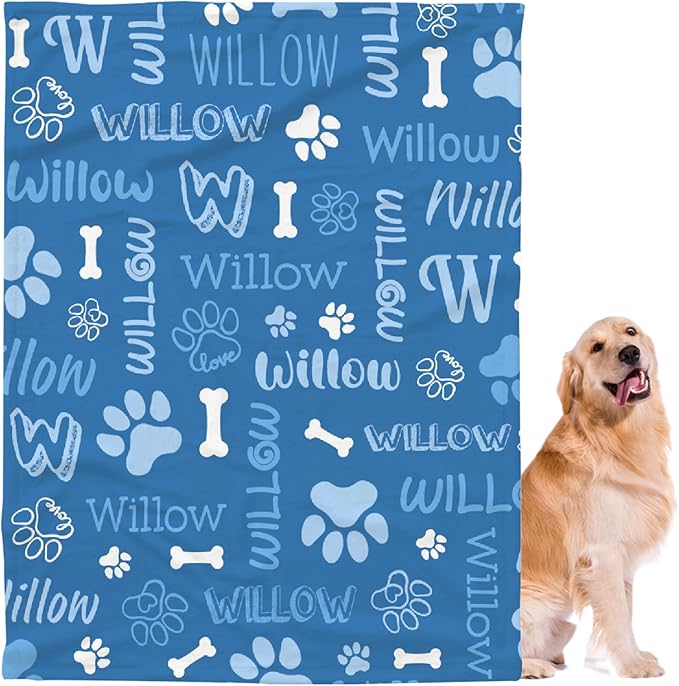 Personalized Pet Blanket,Custom Pet Blanket with Name Photo,Puppy Blanket Gift for Dogs Cats Lovers Mom Dad,Soft Cozy Fleece Throw for Bed Sofa Travel Large 80"x60"