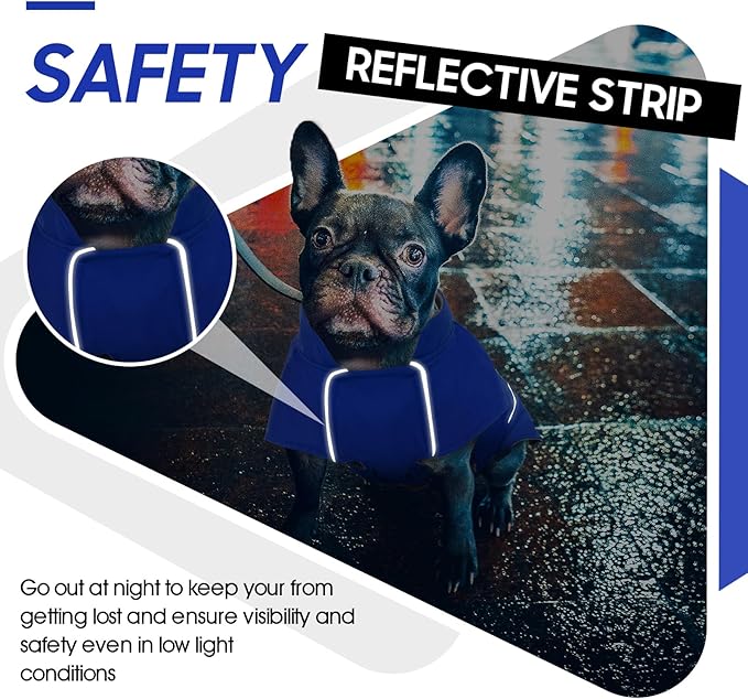 ROZKITCH Great Dane Costumes, Waterproof Windproof Dog Rain Jacket with Fleece Liner and Leash Hole Reflective Strip for Large Giant Dog, Adjustable Poncho Vest for Outdoor Hiking Travel Blue 4XL