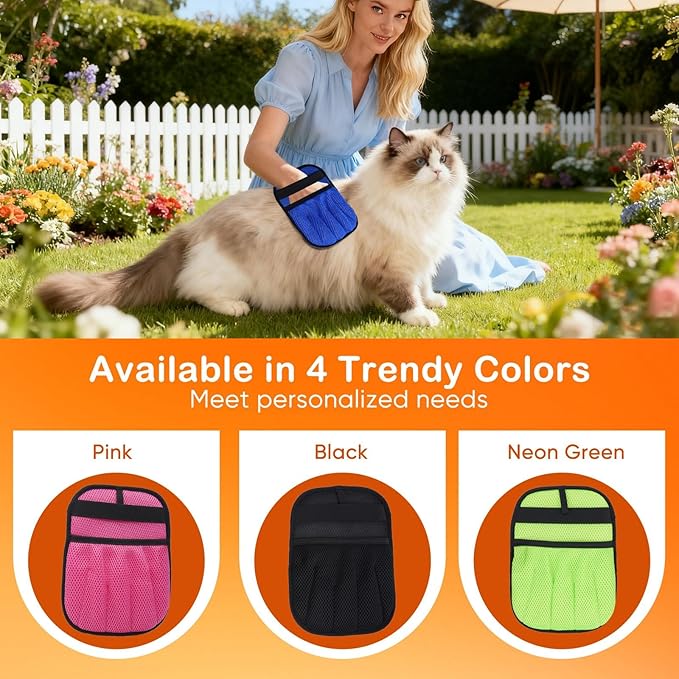 Pet Hair Removal Gloves 2-Pack - Upgraded Five-Finger Electrostatic Cats & Dogs Hair Brush Shedding | Reusable Pet Hair Remover Tool for Laundry, Furniture, Car Seat (Blue)