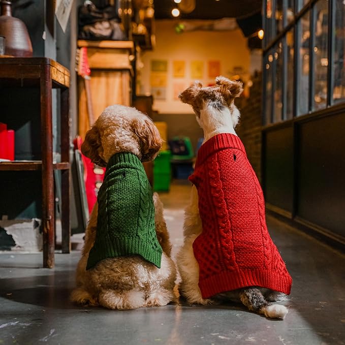 Dog Sweaters for Small Male, Medium Dogs Boy, Girl Female, Puppy Sweater Large Dog Sweaters Pet Clothes Christmas Soft Puppies Clothing Winter Warm Outfit for Cat Apparel(Green,S)