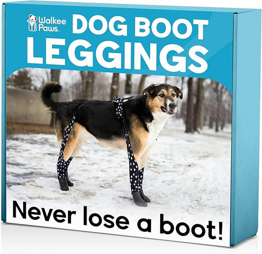 100% Waterproof Dog Boots Connected to Leggings so They Stay on. Easy-On Paw Protectors with an Adjustable fit. Snow & Rain, Anti-Slip Traction, Adjustable Fit, Machine-Washable (Confetti, S)
