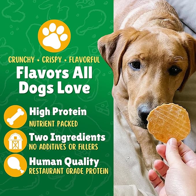 Lucky Premium Treats Chicken & Sweet Potato Lucky Chips for Dogs – Healthy Chicken Dog Treats Made in USA – 2 Ingredient Chicken Jerky Dog Treats – 12 oz Bag