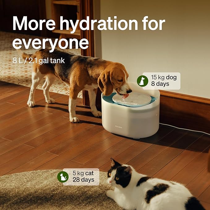 PETLIBRO Dog Water Fountain, 2.1Gal/8L Capsule Dog Fountain for Medium to Large Dogs, Anti-Splash Dog Water Bowl Dispenser, Super Quiet Pet Water Fountain, Great for Dogs Cats and Multi-Pet Home