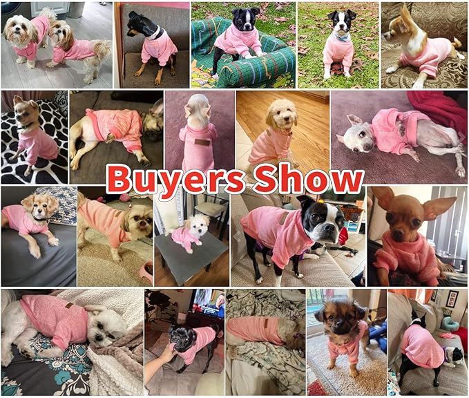 Idepet Pet Dog Classic Knitwear Sweater Soft Fleece Coat Thickening Warm Pup Dogs Shirt Winter Pet Dog Cat Clothes Puppy Customes Clothing for Small Dogs (XXS, Pink)