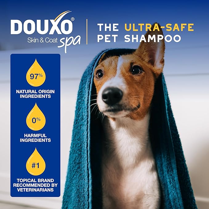 DOUXO Oatmeal Dog Shampoo, Ultra-Safe Hypoallergenic, Deep Hydration, Cleans and Enhances Coat, 16 Fl Oz