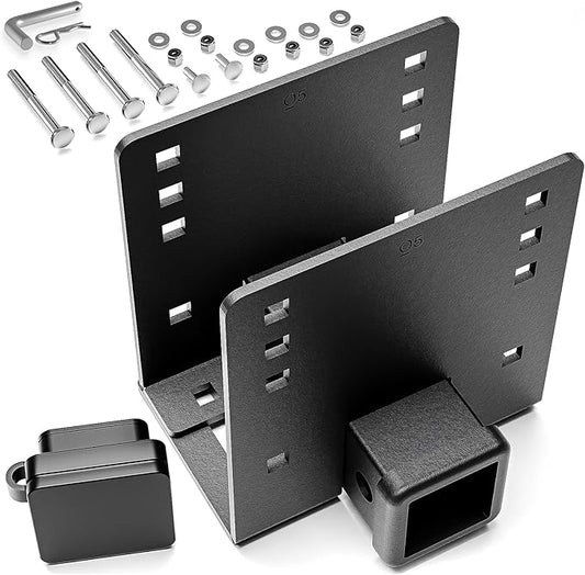 RV Bumper Hitch Receiver, 2" Tow Hitch Trailer, 3500 LBS Capacity Fits 2 inch to 4 inch Rear Beams, Towing Adapter Openning for Camper Cargo Carrier Bike Racks RV Tire Carrier Ball Mounts