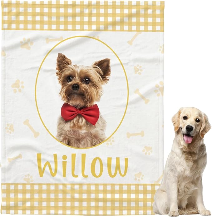 Personalized Pet Blanket,Custom Pet Blanket with Name Photo,Puppy Blanket Gift for Dogs Cats Lovers Mom Dad,Soft Cozy Fleece Throw for Bed Sofa Travel Extra Large 120"x90"
