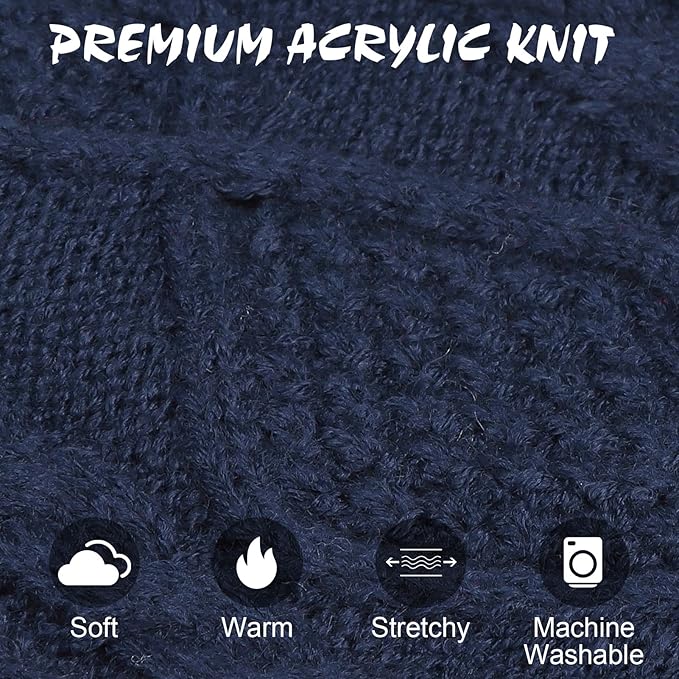 BINGPET Cat Sweater,Thermal Knitted Kitten Clothes Winter Coat,Classic Knit Turtleneck Cat Sweaters for Cats Only,Warm Pet Clothes for Kittens & Small Dogs Puppy Boy Girl Indoor Outdoor(Navy Blue,M)