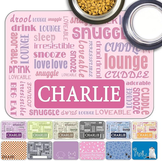 Personalized Dog Cat Food Mat Non-Slip Custom Dog Feed Placemat Water Absorbent Customized PU Mats for Pet Food and Water-Style4