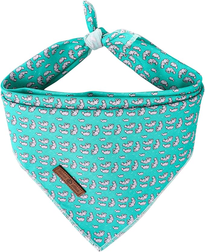 lionet paws Summer Dog Bandana Manatee for Small Medium Large Dogs, Cat Dog Kerchief Triangle Bibs Scarf for Male Female