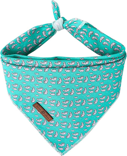 lionet paws Summer Dog Bandana Manatee for Small Medium Large Dogs, Cat Dog Kerchief Triangle Bibs Scarf for Male Female
