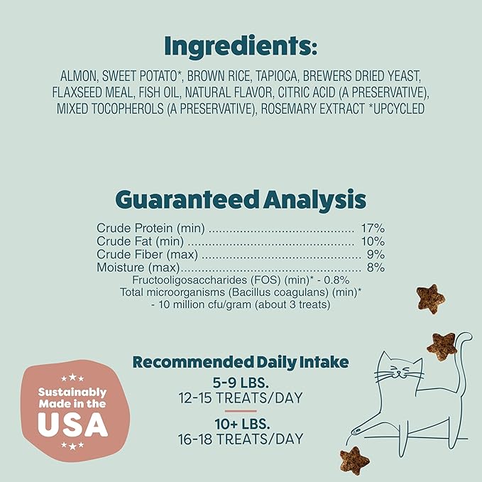 Shameless Pets Crunchy Cat Treats - Kitty Treats for Cats with Skin & Coat Support, Natural Ingredients Kitten Treats with Real Salmon, Healthy Flavored Feline Snacks - Yam Good Salmon, 1-Pk