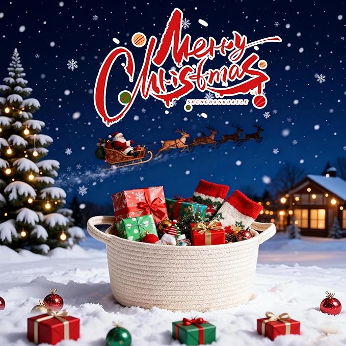 Cute Burgundy Woven Gift Basket – Empty Baskets for Christmas Thanksgiving, Valentine's Day Birthday Raffle, Decorative Storage Organizer Box for Toys Gifts Seasonal Decor (13"D x 8"W x 6"H)