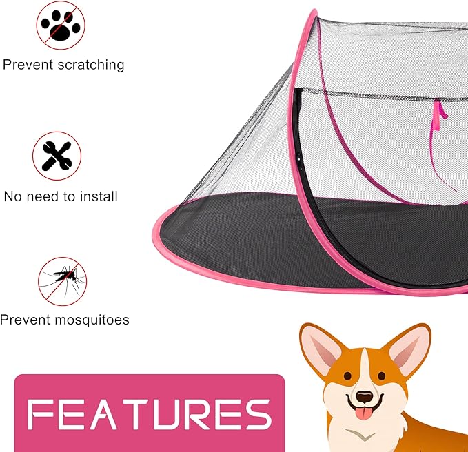 Realife Portable, Foldable Outdoor Cat Tent for Dogs and Small Animals, Rose Red