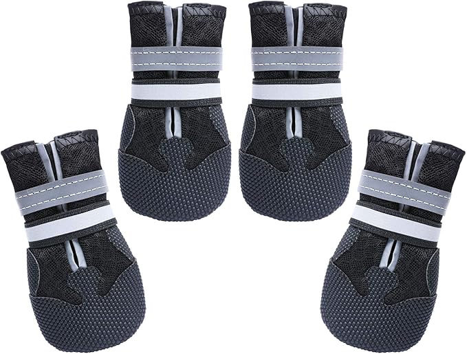 Dimicoo Breathable Dog Boots for Medium Large Dogs,Non-Slip Dog Shoes for Winter Snow and Summer Hot Pavement,Lightweight Paw Protector Dog Booties for Outdoor Walking Indoor Hardwood Floors