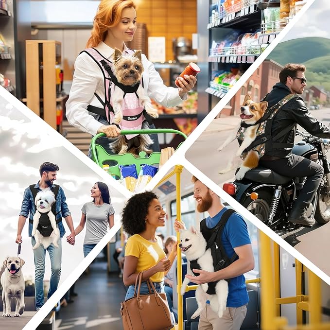 Pawaboo Pet Dog Front Carrier Backpacks, Legs Out Pet Carrier Backpack for Dogs, Adjustable Easy-fit Dog Chest Carriers for Small Medium Dogs Hands Free for Travel Hiking Cycling Camping, S, Black