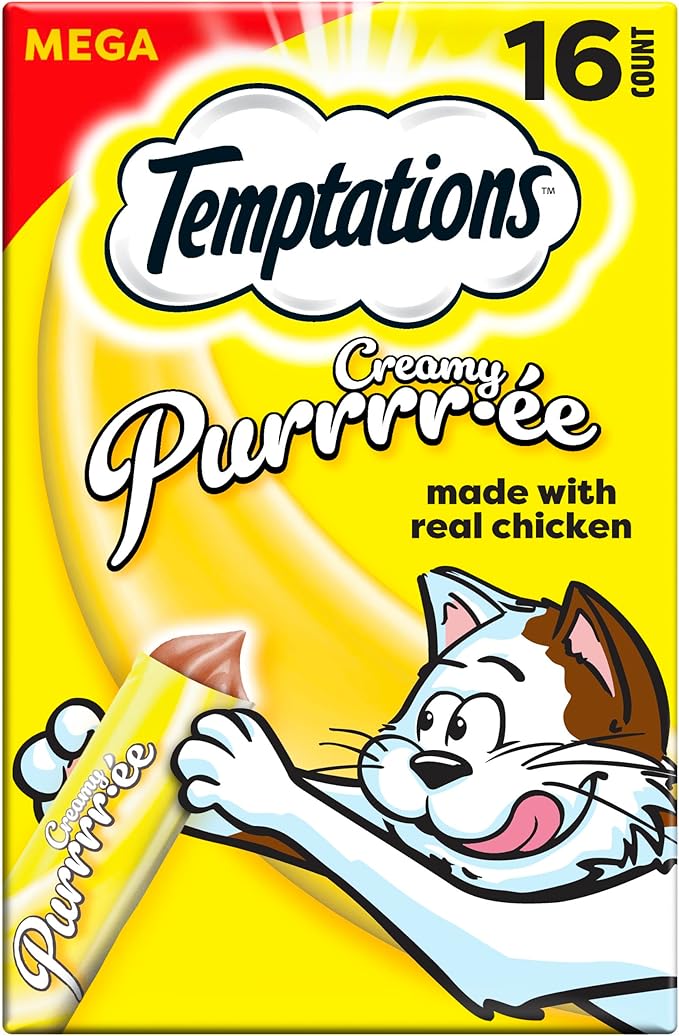 Temptations Creamy Puree Squeezable Lickable Wet Cat Treat with Chicken, 0.42 oz. Tubes, 16 Count