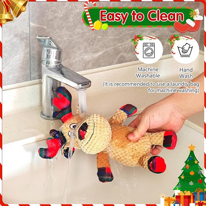 Christmas Dog Toys, Plush Squeaky Dog Toy with Crinkle Paper, Cute Christmas Puppy Toys with Cotton, Durable Interactive Dog Chew Toys for Puppy Small Medium Large Breed