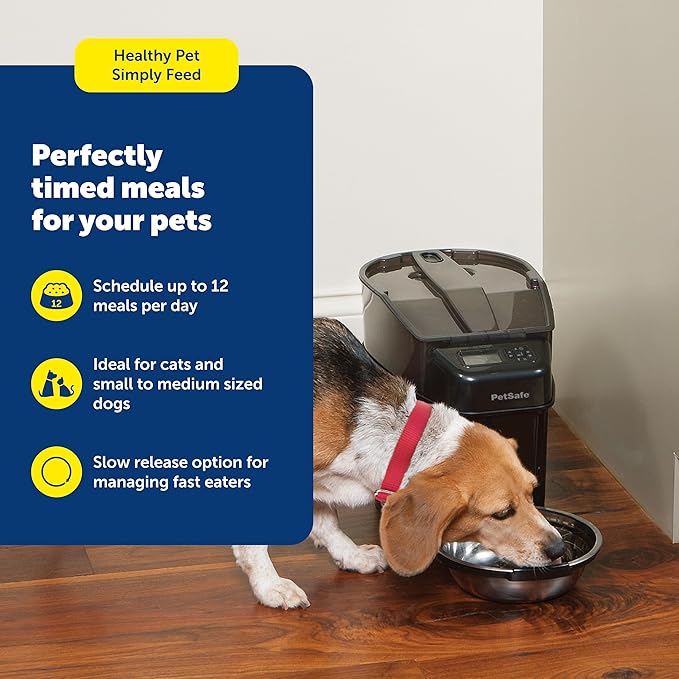 PetSafe Automatic Cat Feeder - Healthy Pet Simply Feed - Automatic Pet Feeder for Cats & Dogs - Timed Pet Feeder with Programmable Portion Control - Holds 24 Cups of Dry or Semi-Moist Dog or Cat Food