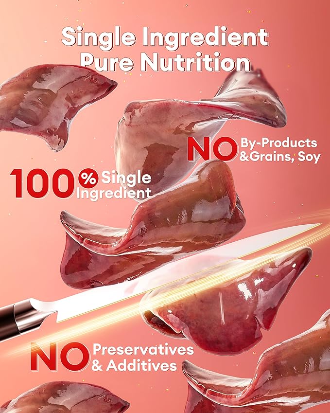 Freeze-Dried Chicken Liver Treats for Dogs & Cats, Single Ingredient, High-Protein, Grain-Free, All-Natural Pet Snack, Resealable Tub, Great for Training or Meal Topper, 3.53oz