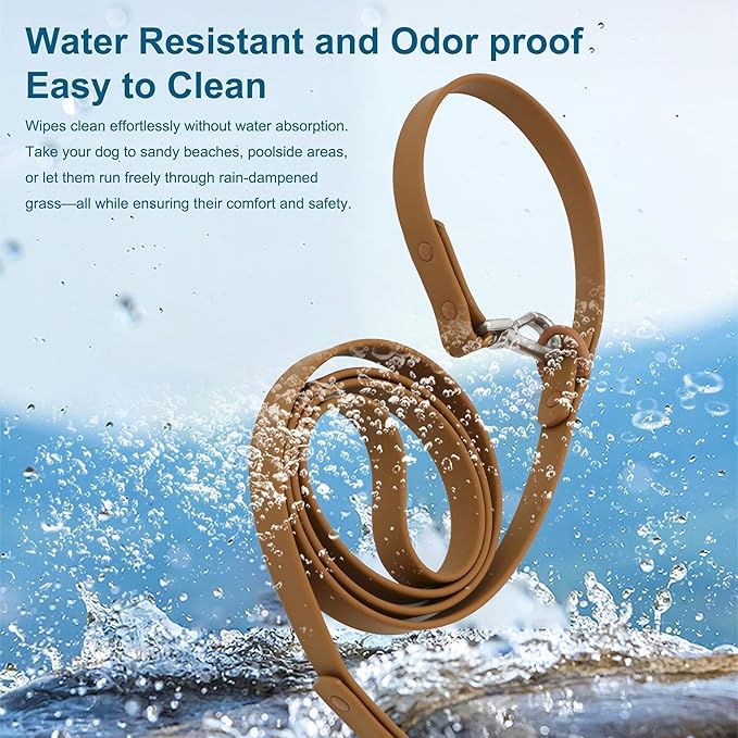 Dog Collar and Leash Set, Durable Waterproof Dog Leashes Collars, 5 Length Setting Adjustable Dog Collars for Large Medium Small Dogs (Yellow, L)