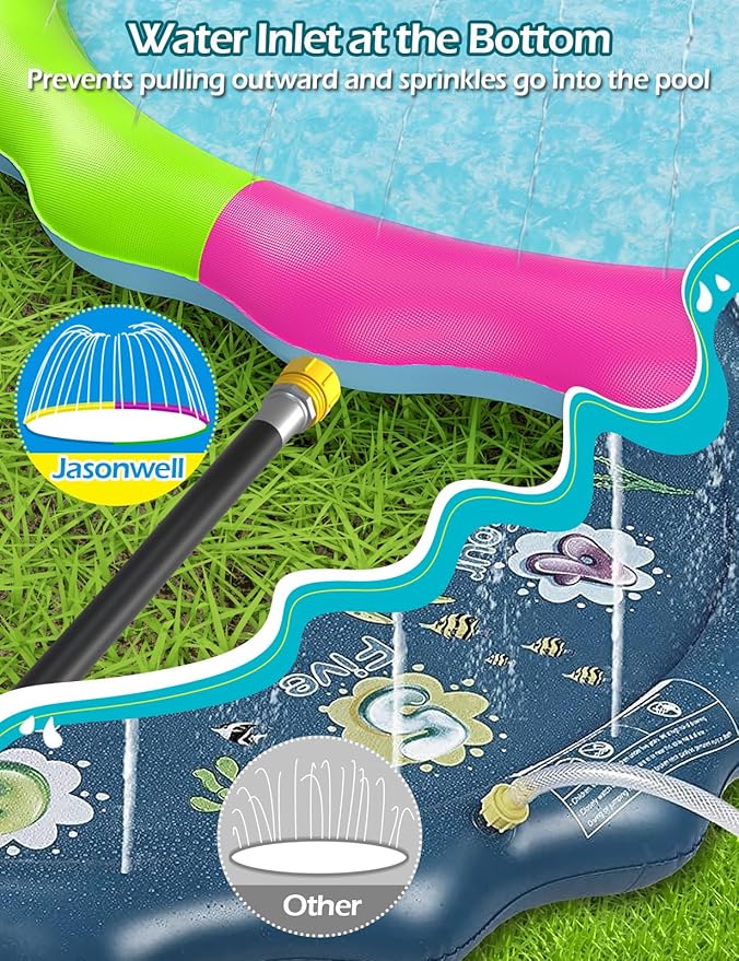 Kids Dog Splash Pad Sprinkler - Jasonwell Non Slip Dog Sprinkler Pad Splash Pool Puppy Dogs Pool Summer Outdoor Water Toys Backyard Durable Splash Pad for Toddlers Kids Small Medium Large Dogs Pet