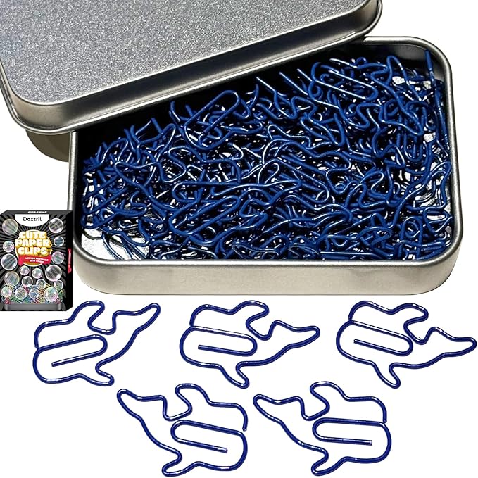 Cute Paper Clips, 60PCS Whale Fish Paper Clips Animal Bookmarks Clips, Assorted Colors, Fun Office Gifts for Women Men Coworkers Teachers Students Girls Boys, Christmas Gifts