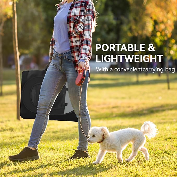 Dark Grey Dog Cat Playpen, Puppy Pet Playpen, Small Dogs Tent Crates Cage Indoor/Outdoor, Portable Pop Up Dog Kennel Playpen with Carrying Case for Dogs/Cats/Rabbits