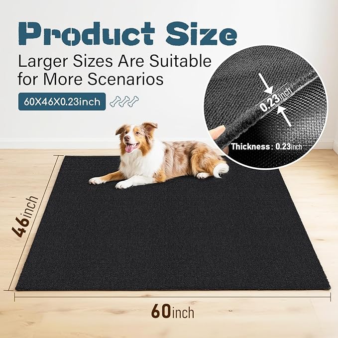 46" X 60" X 0.23'' Mat for Under Dog Crate Waterproof Non-Slip Kennel Mat to Protect Floors Extra Large Absorbs Urine Reusable Dog Playpen Mat