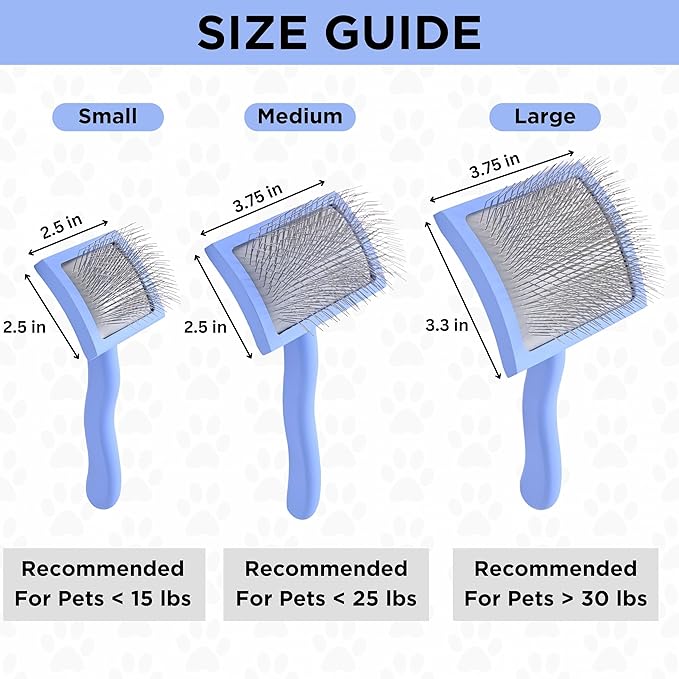 Slicker Brush for Dogs, Dog Grooming Supplies - Best Doodle & Poodle Brush for Long Haired Dogs - Goldendoodle Long Pin Detangler For Dematting (Small Curved)