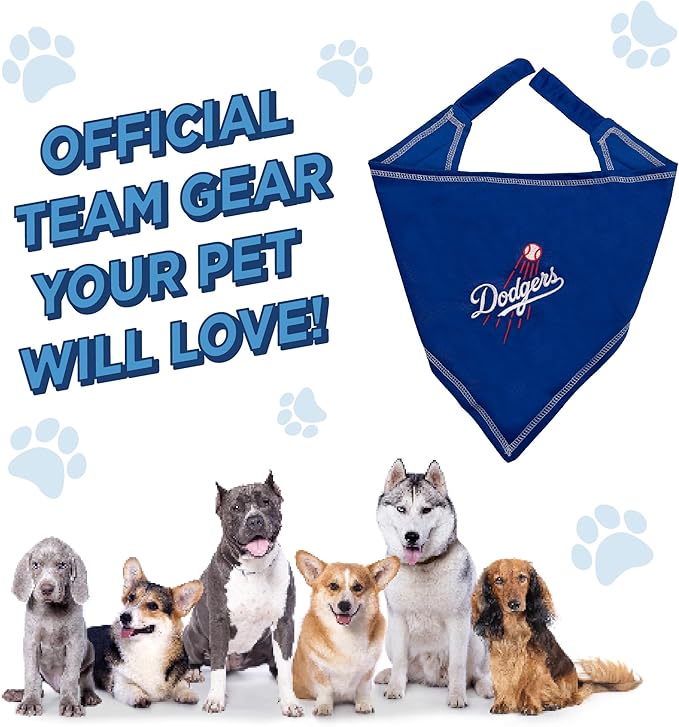 Pets First MLB Los Angeles Dodgers TIE Bandana, Large/X-Large. Dog Bandana Scarf Bib for Pet Cat Dog. The Ultimate Game-Day, Party Bandanna, Birthday Event