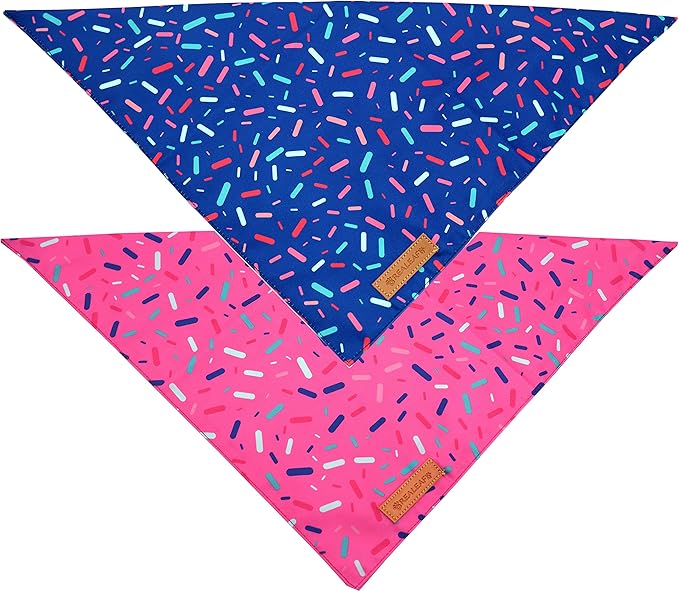 Realeaf Dog Birthday Bandanas 2 Pack, Dog Birthday Party Supplies, Blue and Pink Bandana, Triangle Reversible Pet Scarf for Boy and Girl, Premium Durable Fabric, Multiple Sizes Offered (X-Large)