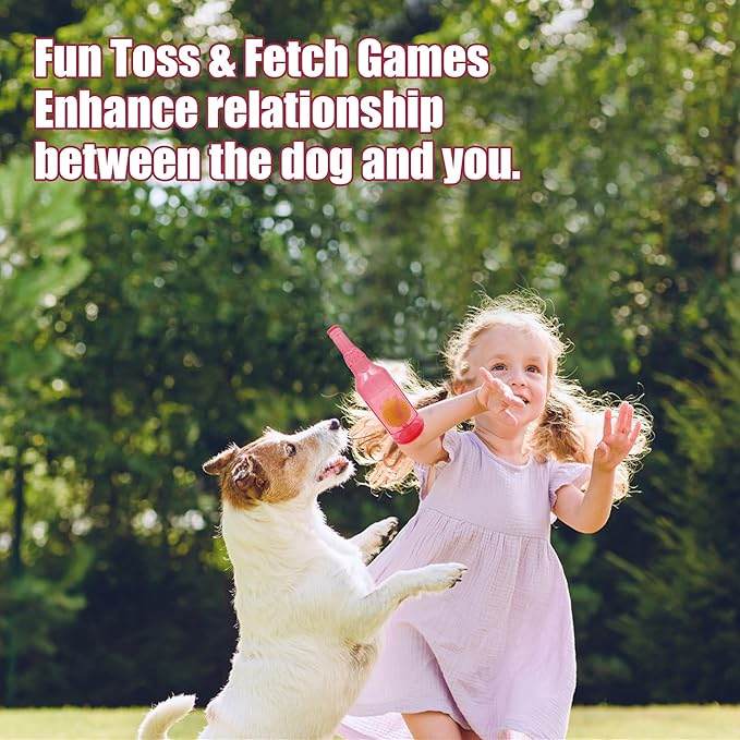 Dog Squeaky Chew Toy,Floating TPR Water Bottle Toys-Small Medium Large Breeds - Training Fetch -Indoor Outdoor Pool Beach Blue M